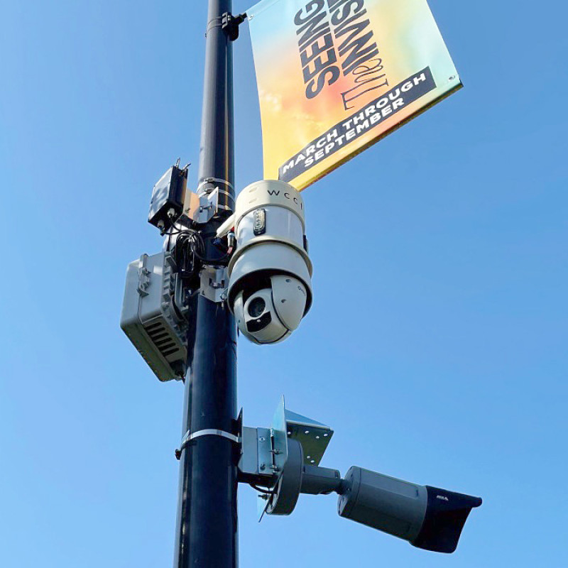 Pole Camera and LPR Unit on Street Light