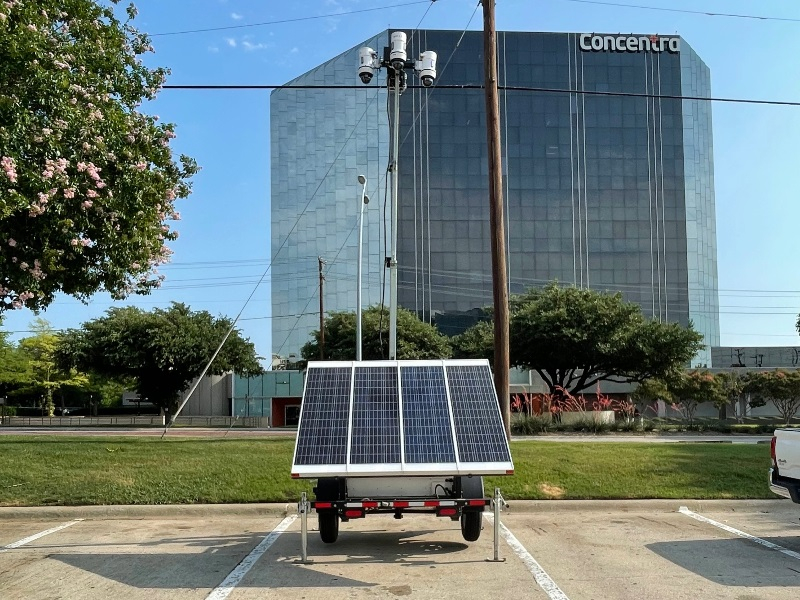 Solar Surveillance Trailer in Parking Lot