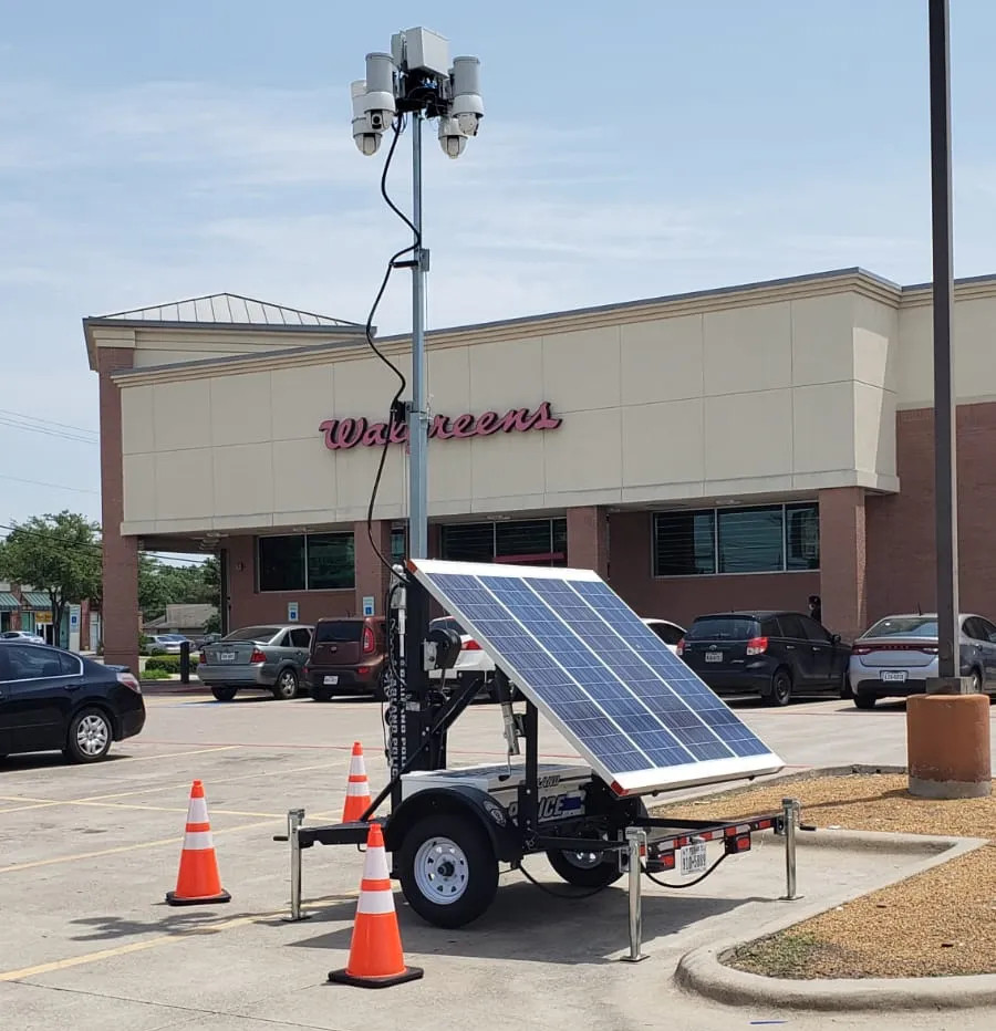 Parking Lot Security - Parking Lot Surveillance - Solar Surveillance Trailer - WCCTV LotGuard
